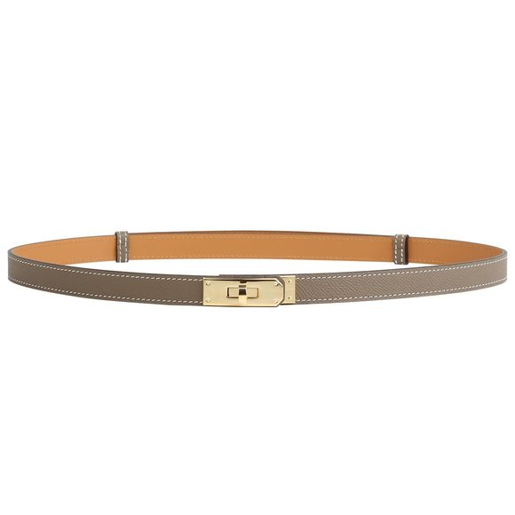 Skinny Epsom Box Calfskin Leather Belt With All-steel Hardware The🐣
